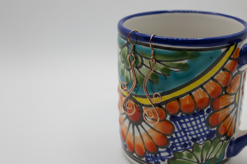 100% copper dangly earrings