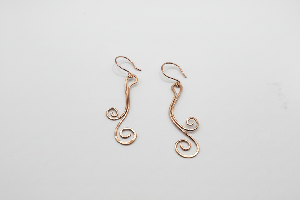 100% copper dangly earrings