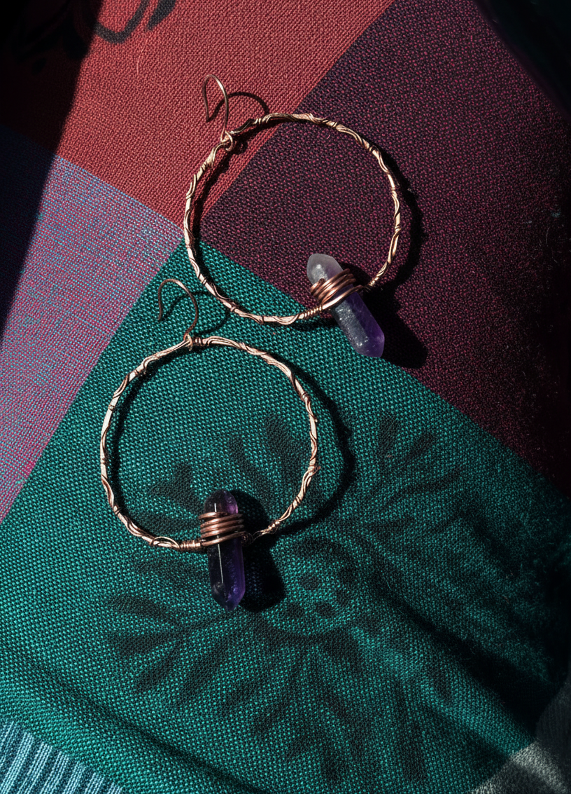 Wire wrapped halo earrings