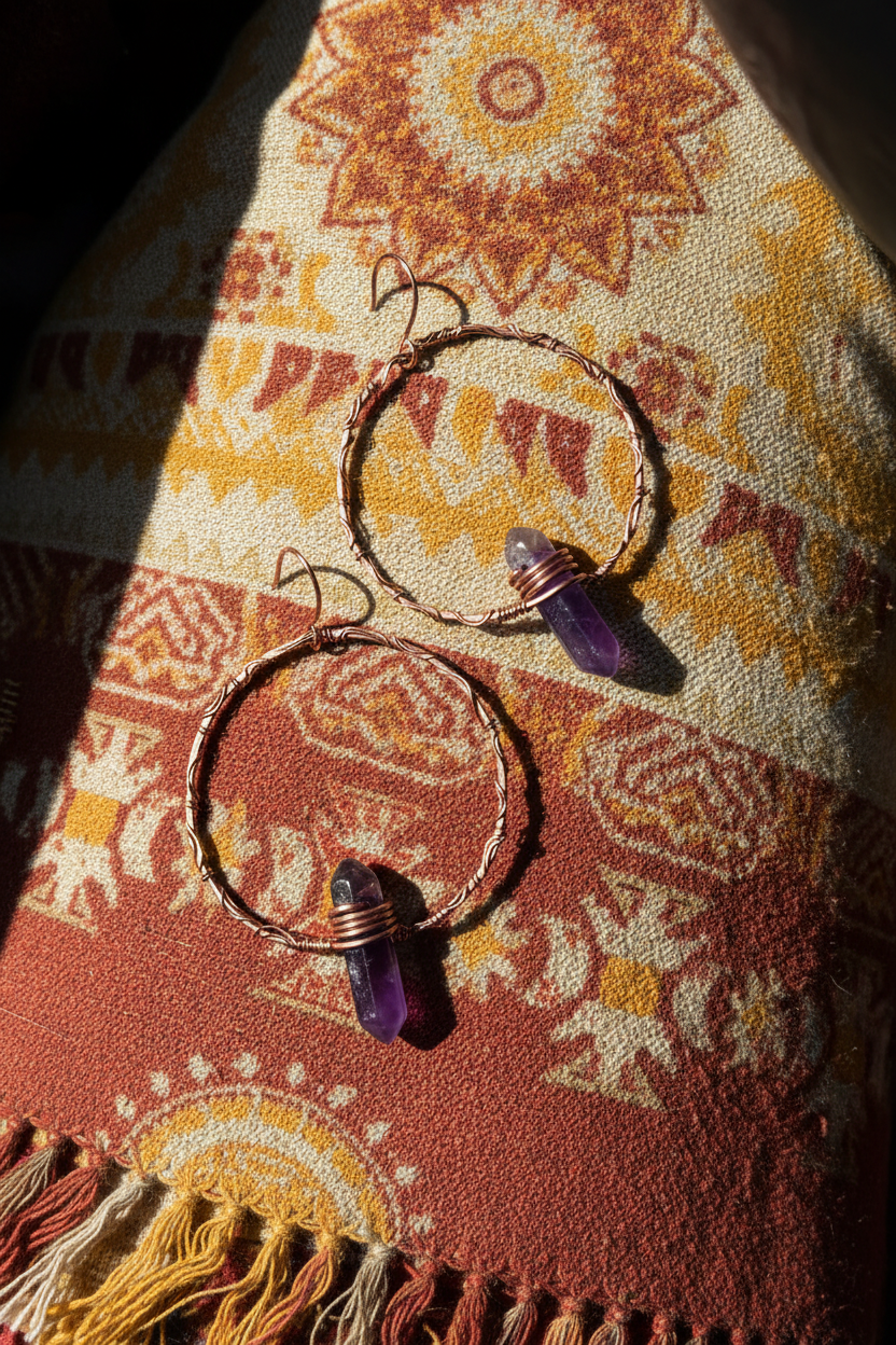 Wire wrapped halo earrings