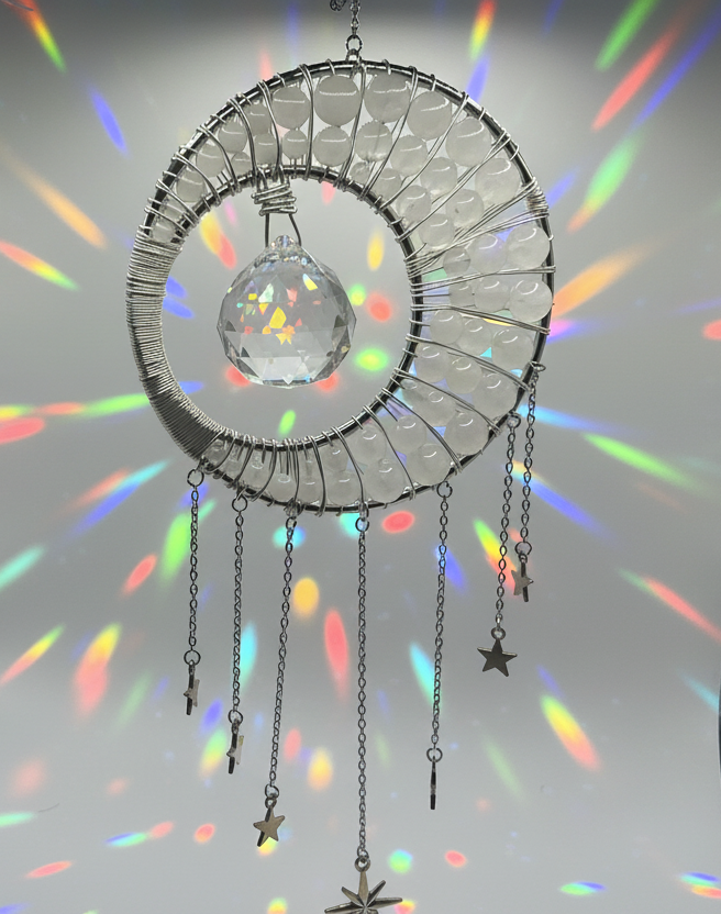 Moon suncatcher made with real stone