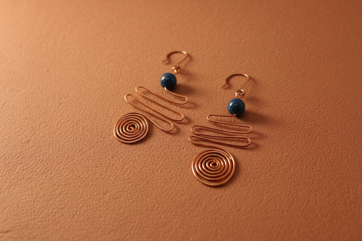 Spiral copper earrings