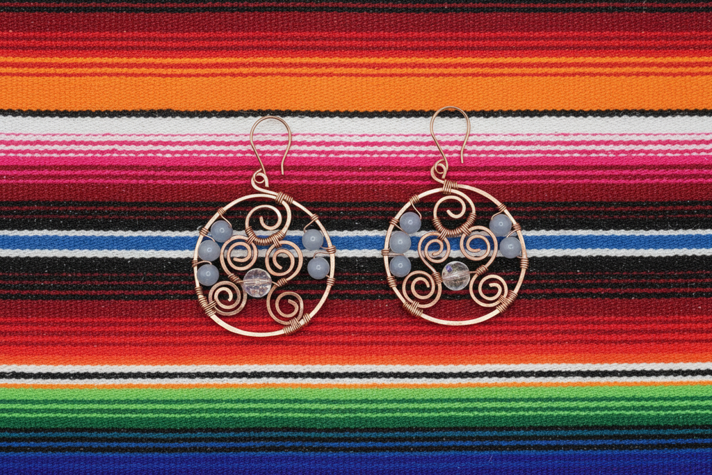 Dangle earrings with stones