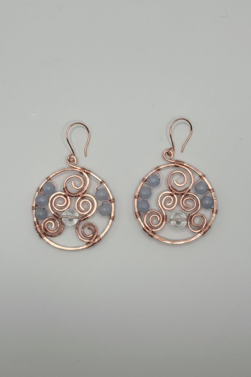 Dangle earrings with stones