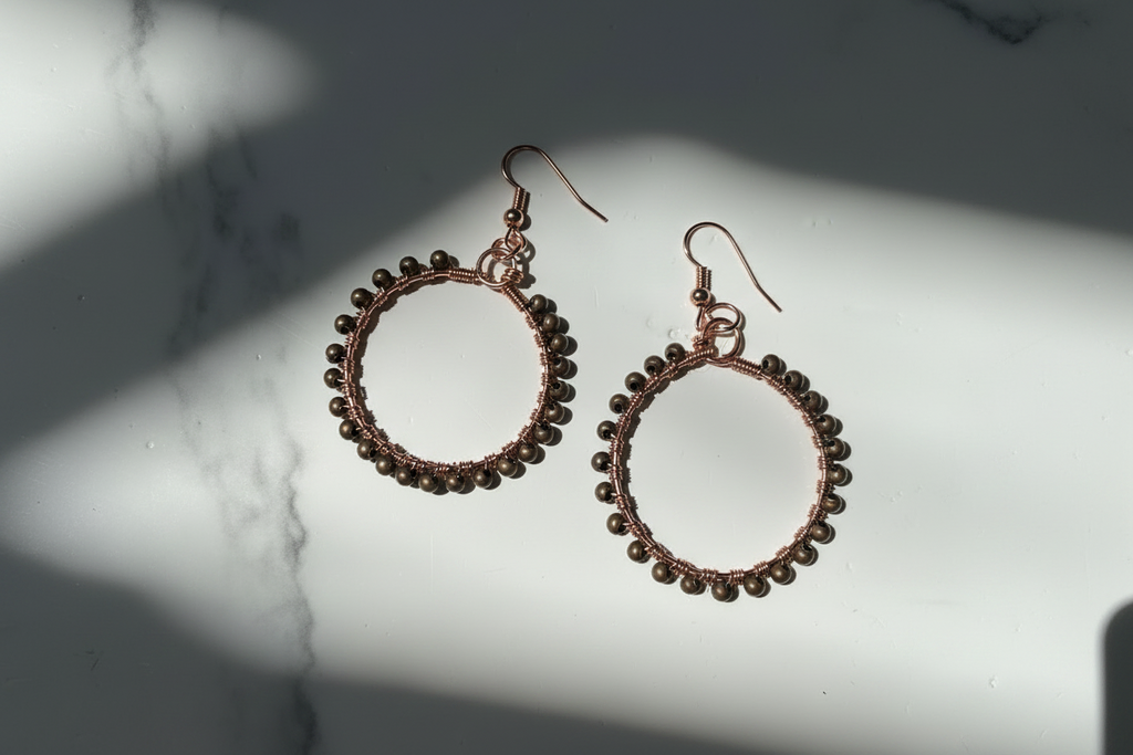 Copper bead earrings