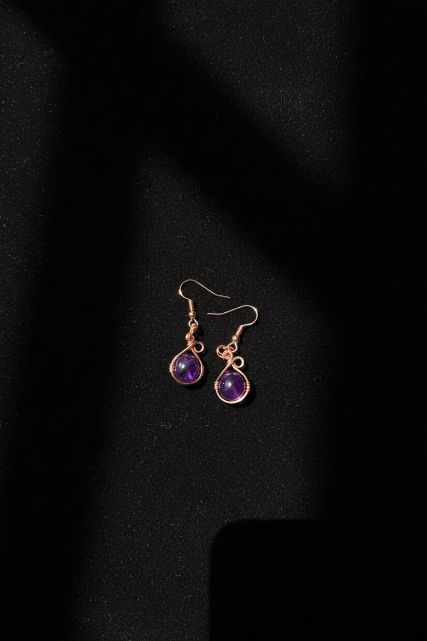 Copper earring with stone of choice