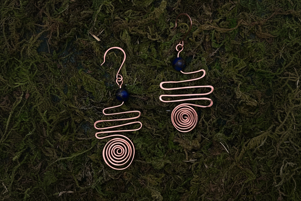 Spiral copper earrings