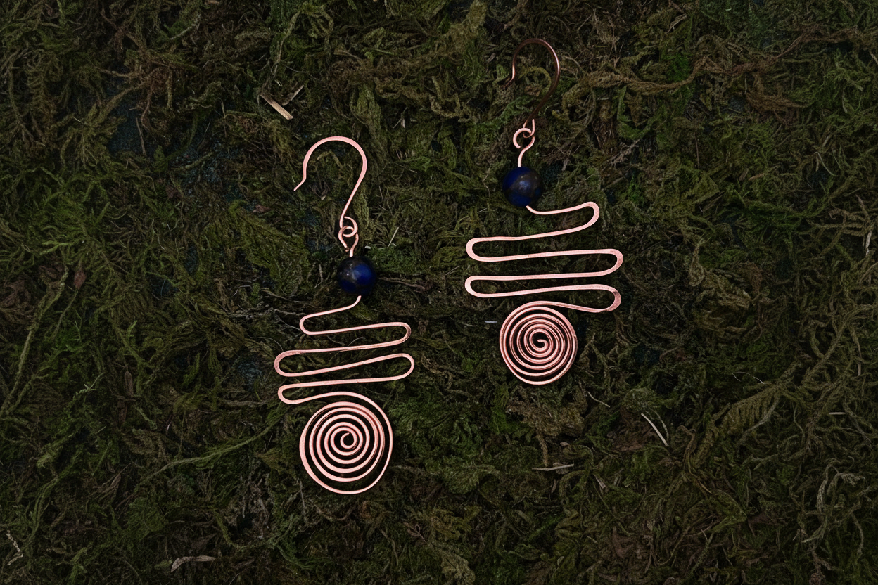 Spiral copper earrings