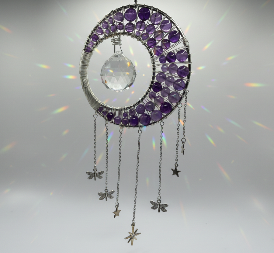 Moon suncatcher made with real stone
