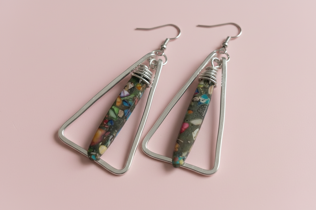 Triangle earrings with Emperor Stone