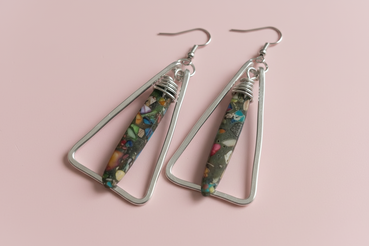 Triangle earrings with Emperor Stone